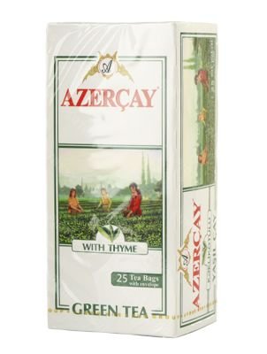 Чай Азерчай Зеленый с чабрецом в пакетиках с конвертом 25 шт.