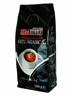 Кофе Molinari 100%  Arabica в зернах 500 г.