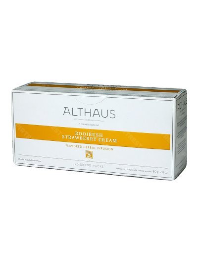 Чай Althaus Rooibush Strawberry Cream (Ройбуш Клубника со сливками) Пакетики для чайника  20 пак. x 4 г.