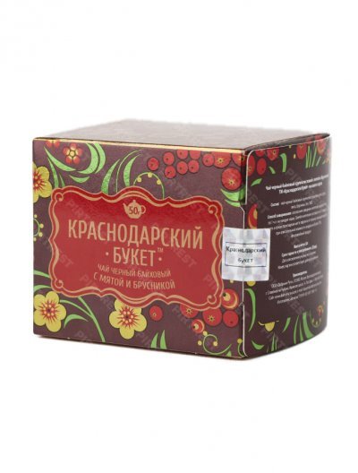 Чай Краснодарский букет Черный байховый с мятой и брусникой 50 г.