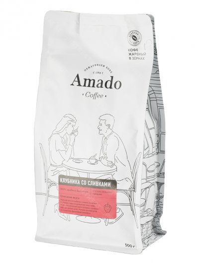Кофе Amado Клубника со сливками в зернах 500 г.