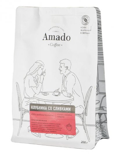 Кофе Amado Клубника со сливками в зернах 200 г.