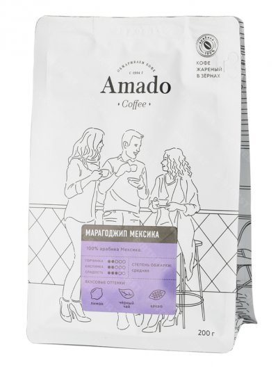Кофе Amado Марагоджип Мексика в зернах 200 г.