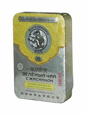 Чай Черный Дракон Прессованный зеленый с жасмином 60 г. ж/б