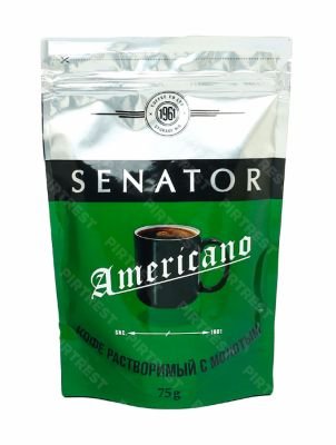 Кофе Senator Americano натуральный растворимый сублимированный с добавлением молотого  75 г.