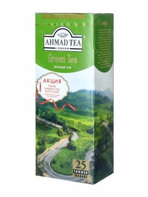 Чай Ahmad Green Tea (Ахмад зеленый) в пакетиках 25 шт. х 2 гр.